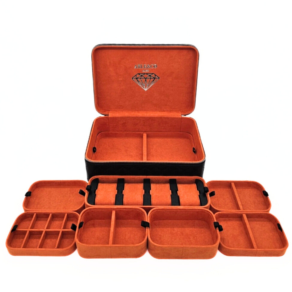 Black and orange watch/jewellery case