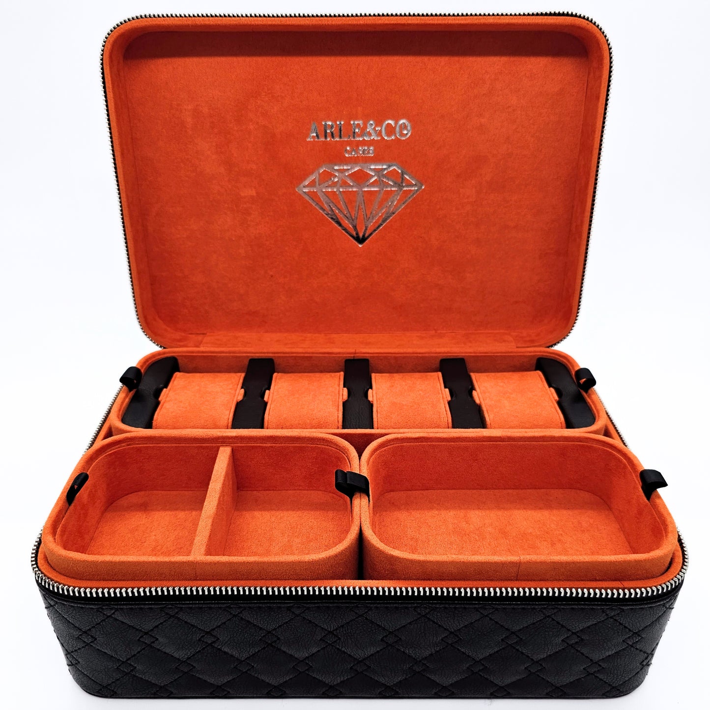 Black and orange watch/jewellery case