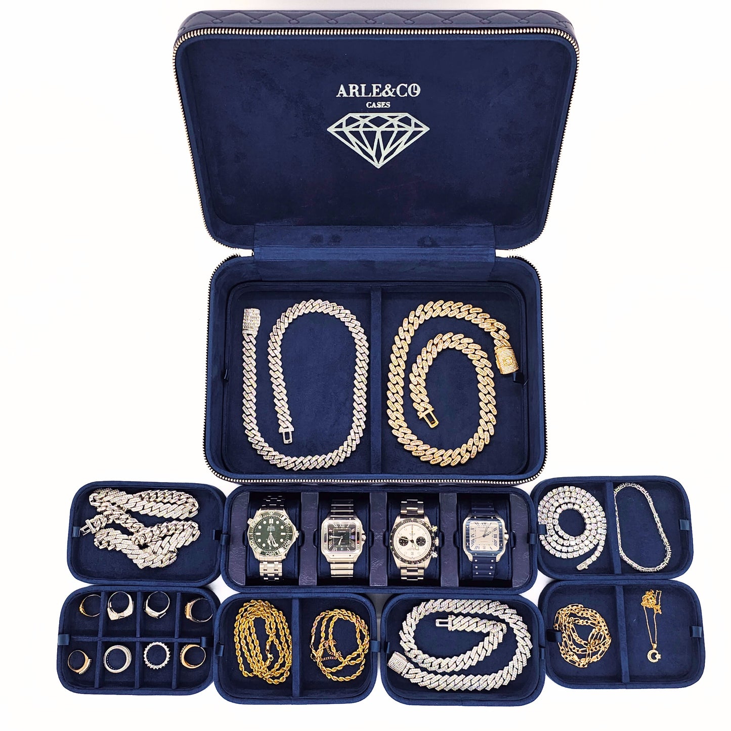 navy blue watch/jewellery case