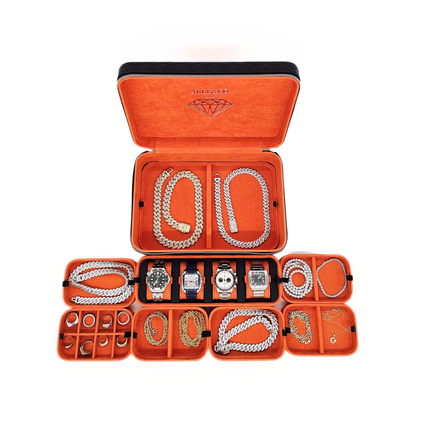 Black and orange watch/jewellery case